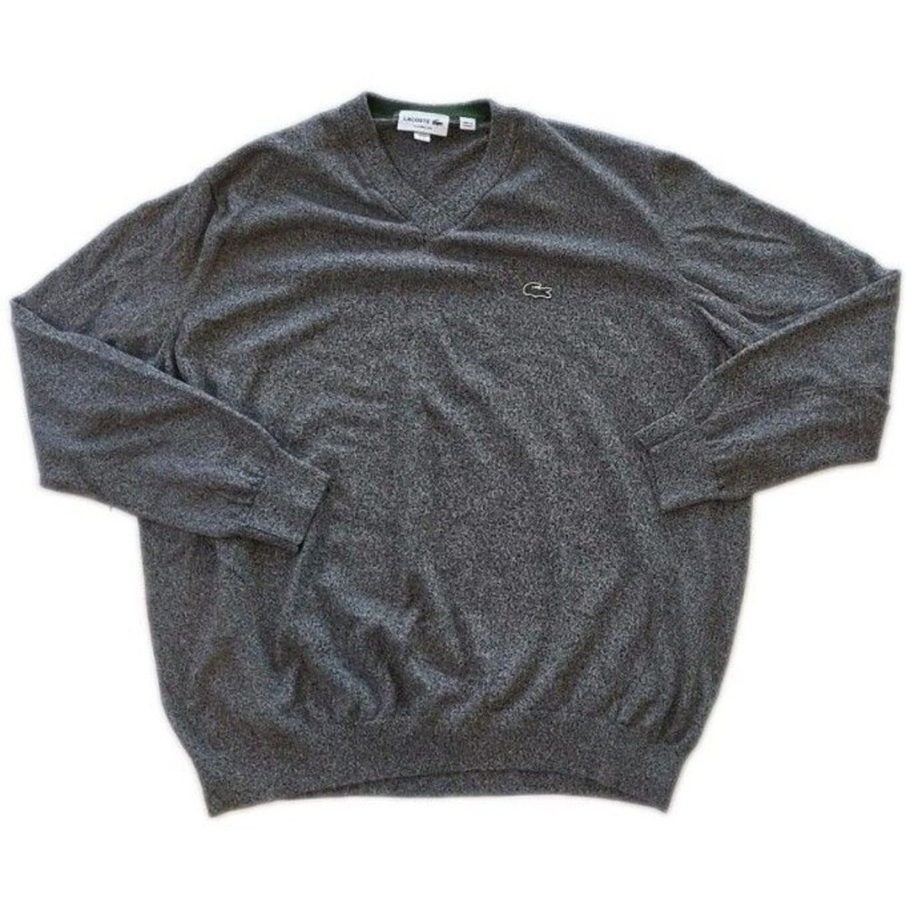 Lacoste Men's V-Neck Sweater Size 3XL Gray Cotton Classic Fit AH1951